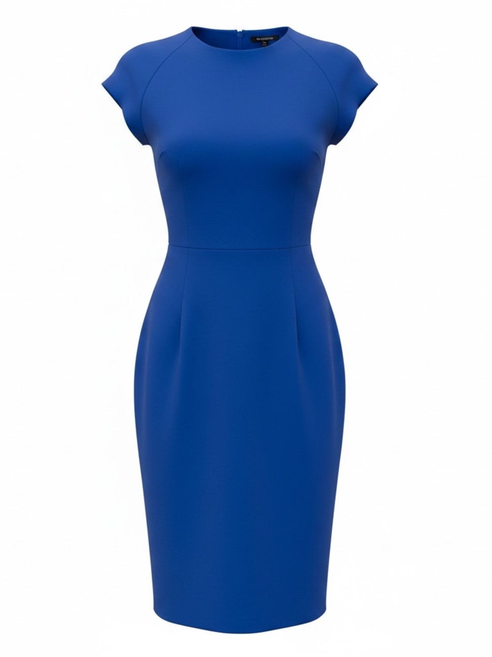 Simply Emma 3X blue crew neck short sleeve zip back stretch sheath dress